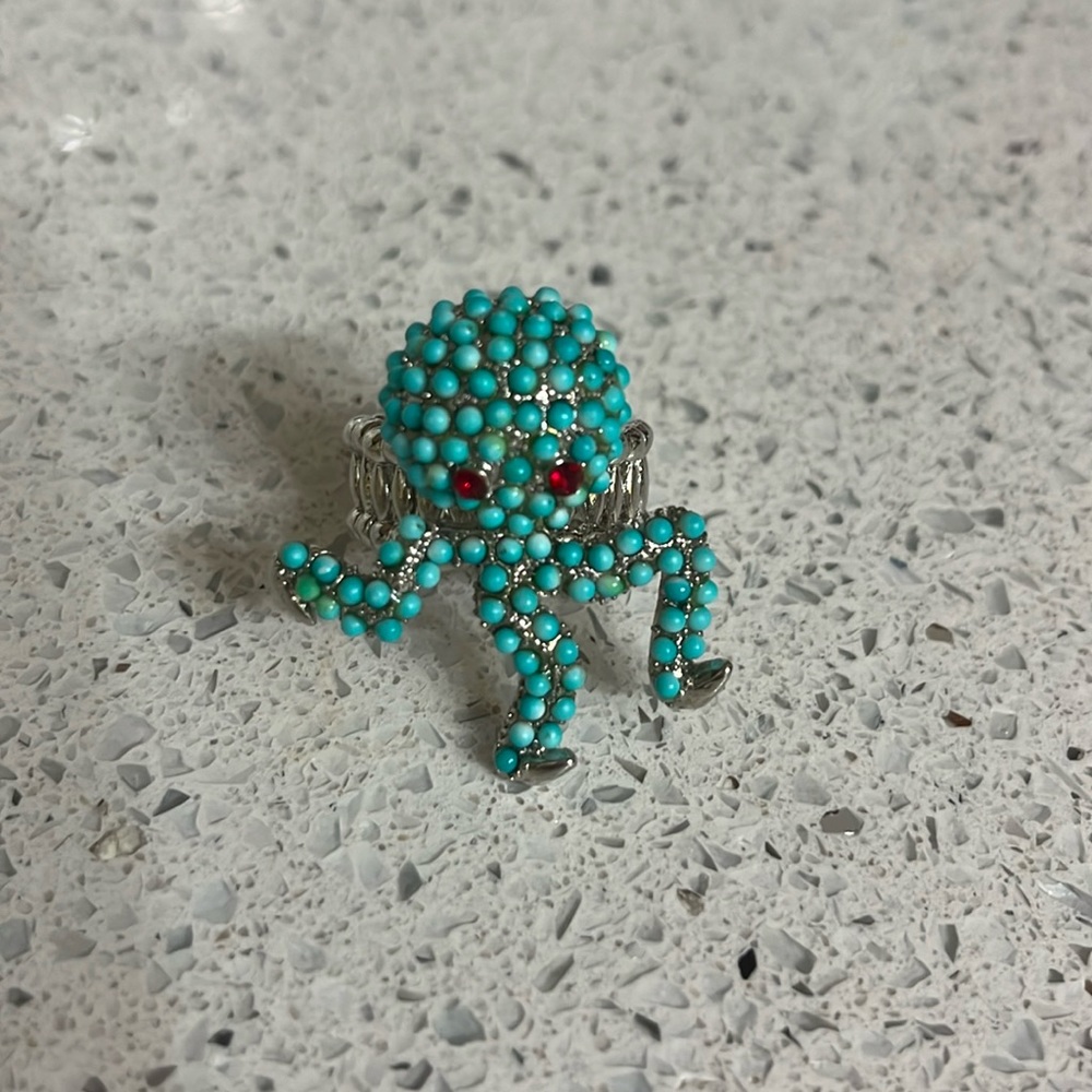 Aqua blue octopus ring